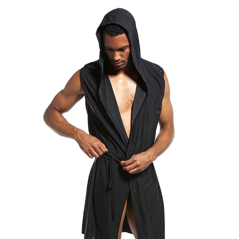 Men's Underwear Bathrobe Night-robe Soft Silk Sexy