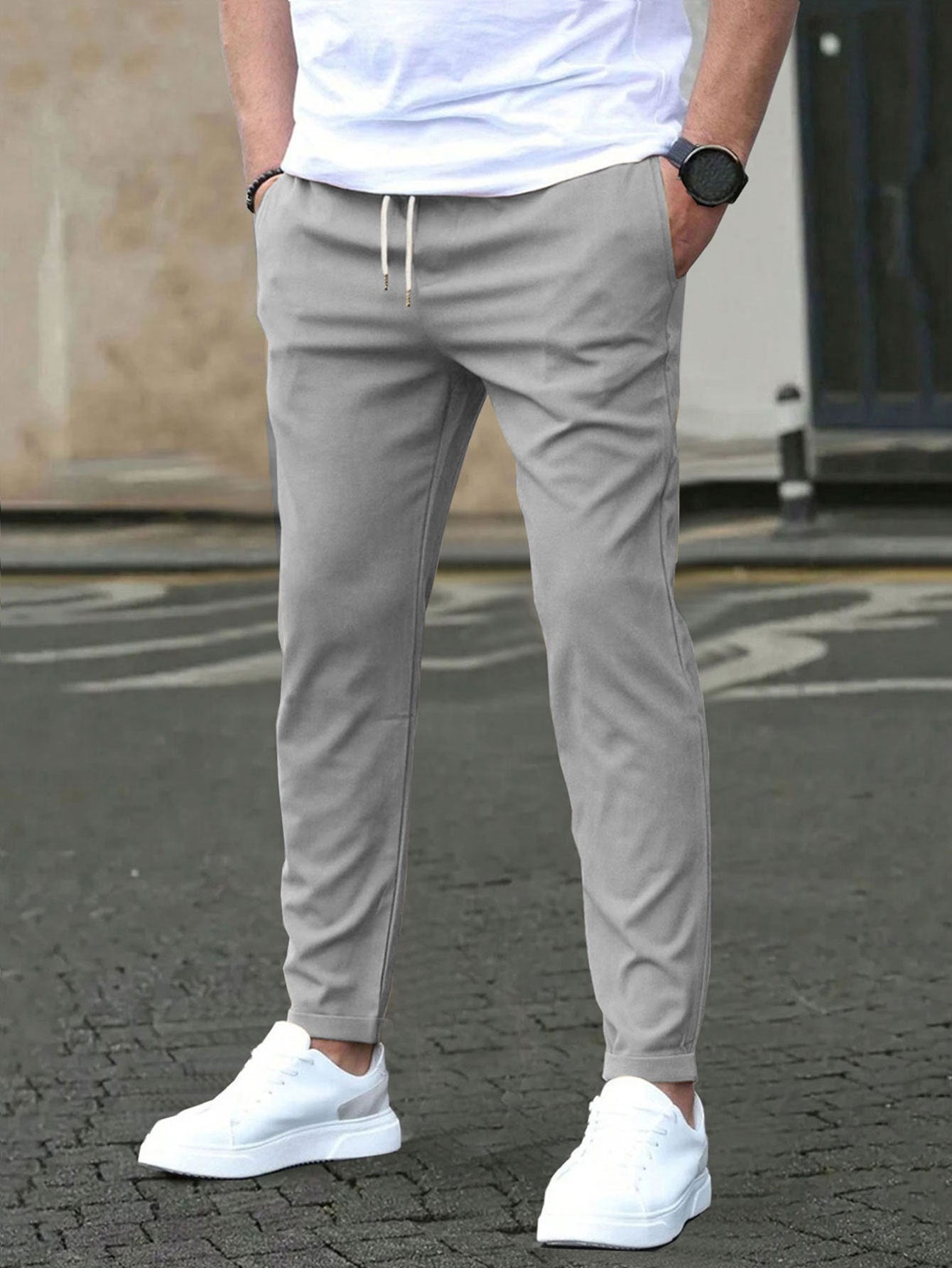 Men's Solid Color Casual Cropped Pants