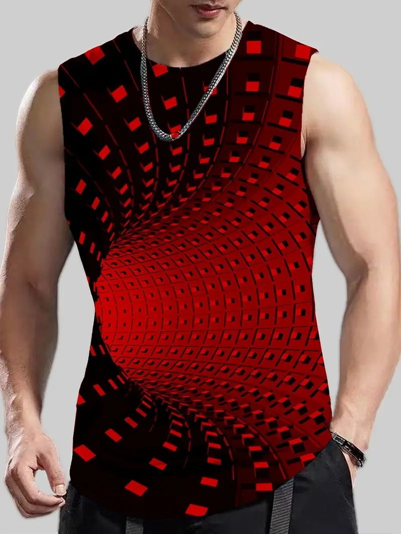 Men's Plus Size Sleeveless Vest 3D Retro Printed Fashion