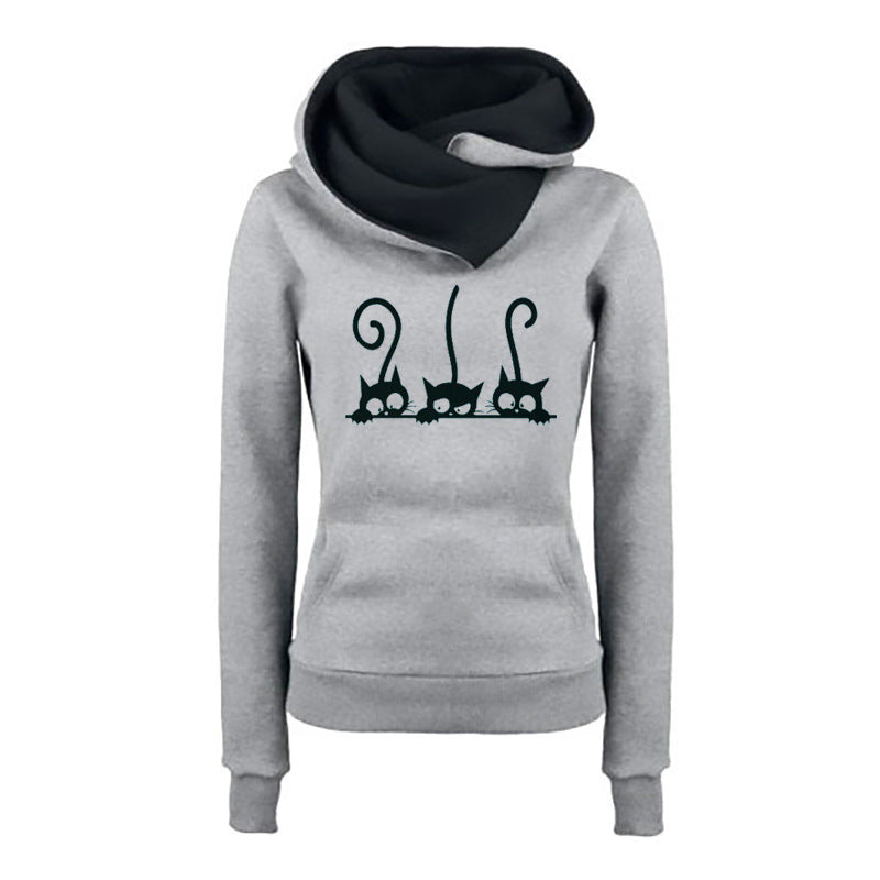 Lapel Logo Print Hooded Personalized Sweater