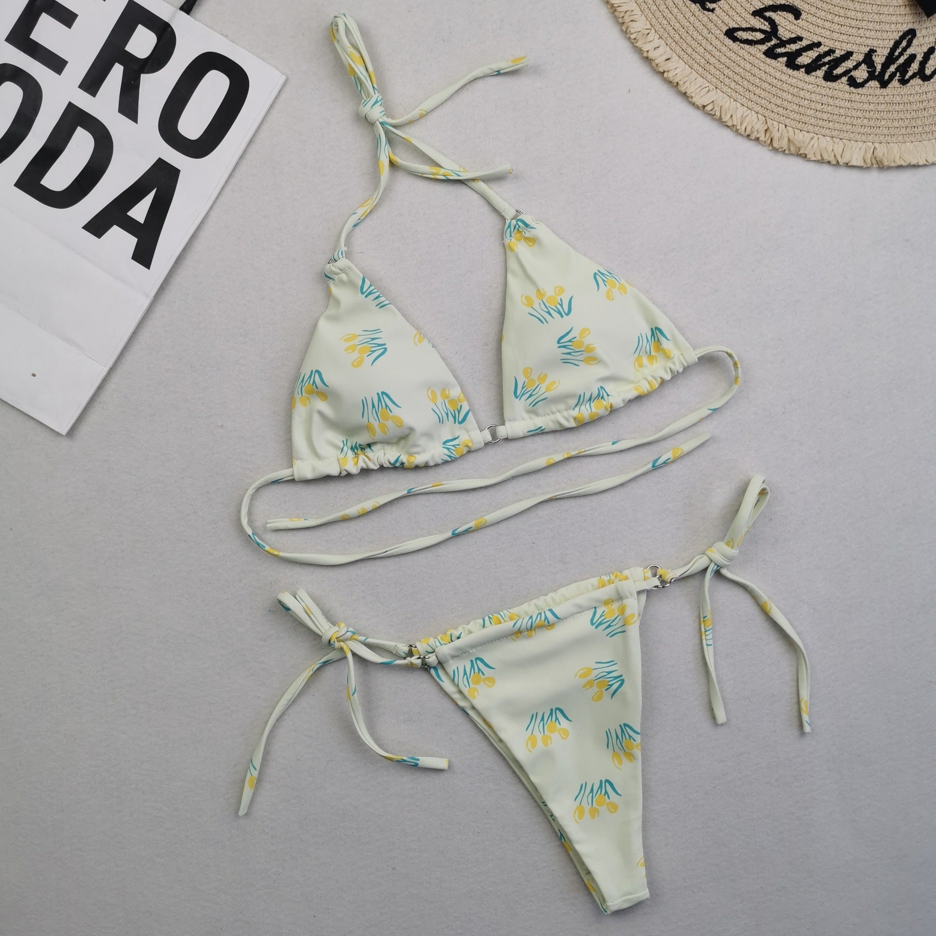 Swimwear Women's Bikini Digital Printed Double-sided Material