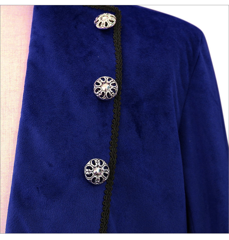 Stand Collar Gold Velvet Vintage Tuxedo Showsuit