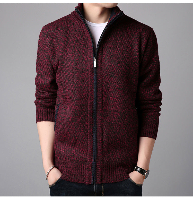 Men's Stand-up Collar Thick Sweater Slim Knit Bottoming Shirt Men's Sweater Cardigan