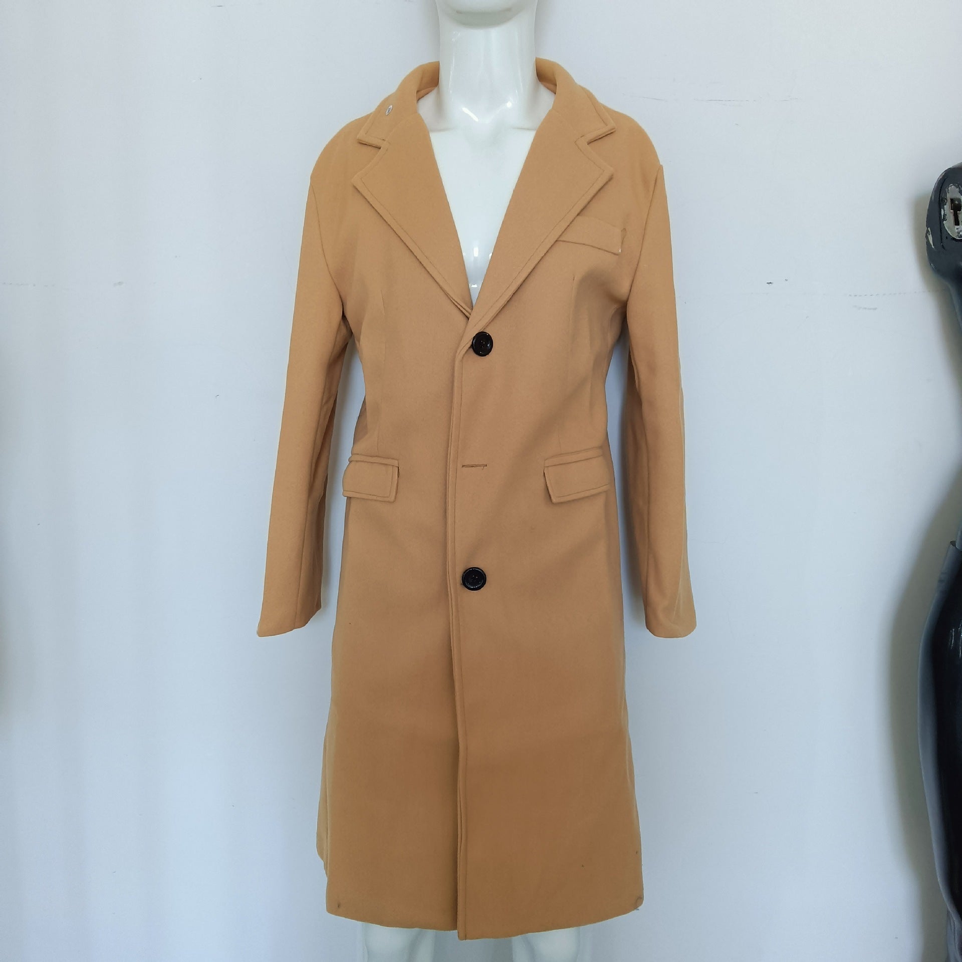 Men's Long Sleeve Woolen Coat