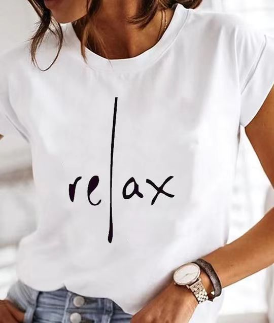 Women's T-shirt Green Blue Pink Printed Short Sleeve Casual Weekend
