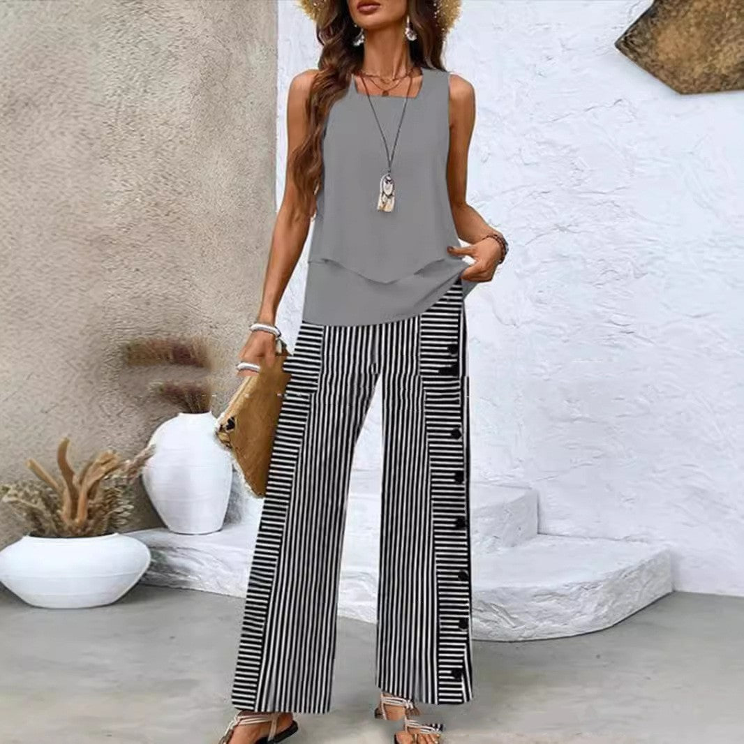 Shirt Trousers Loose Solid Color Casual Suit