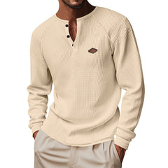 Waffle Buckle Quick-drying Raglan Henry Long Sleeve
