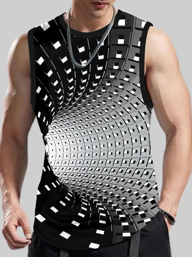 Men's Plus Size Sleeveless Vest 3D Retro Printed Fashion