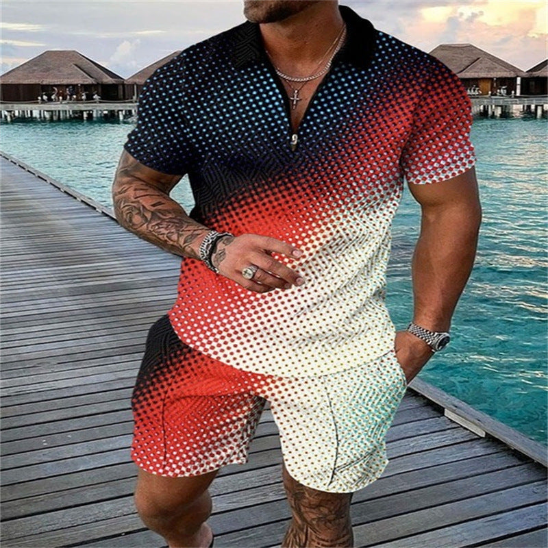 Fashion Short Sleeve Casual Men's Suit