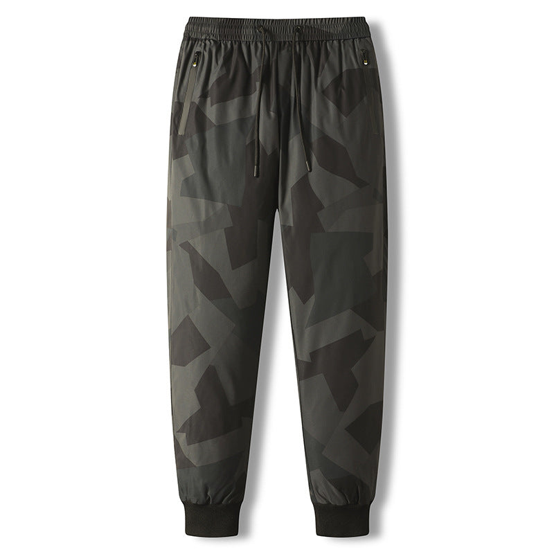 Men's Winter New Elastic Waist Down Wadded Trousers