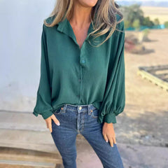 Women's Long-sleeved Lapel Button Shirt Top