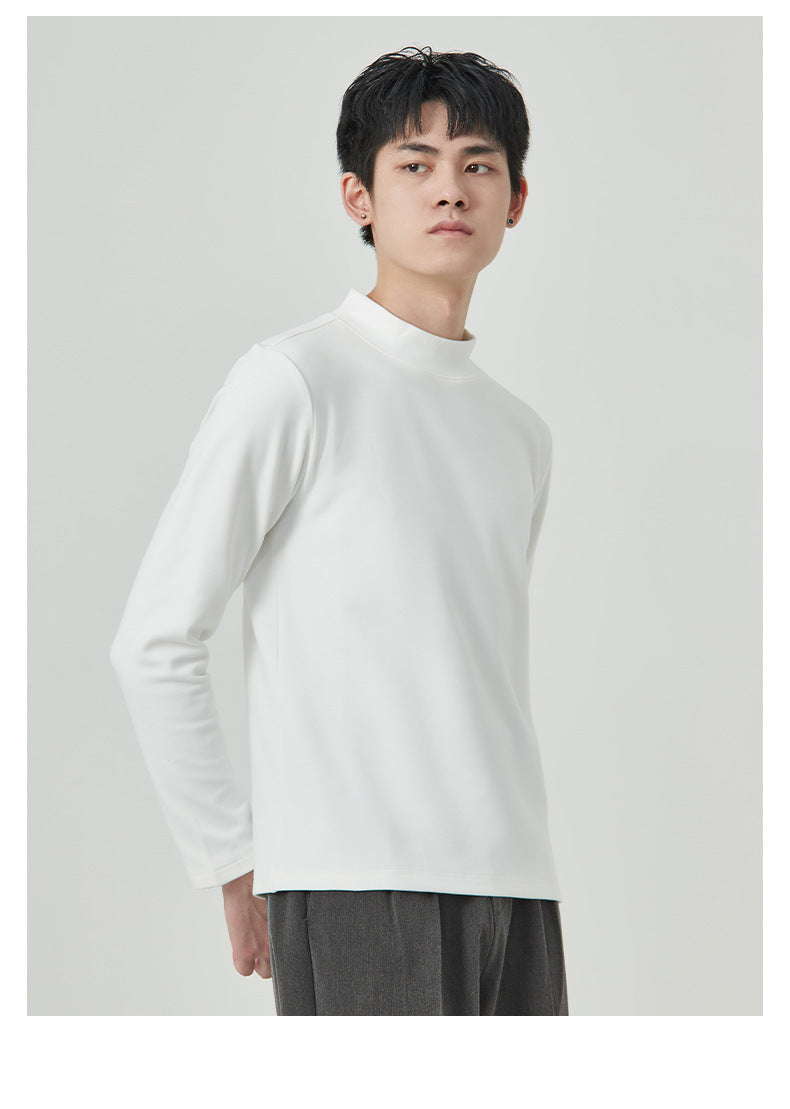 Autumn And Winter Men's High Quality Dralon Half-high Collar Long Sleeves T-shirt
