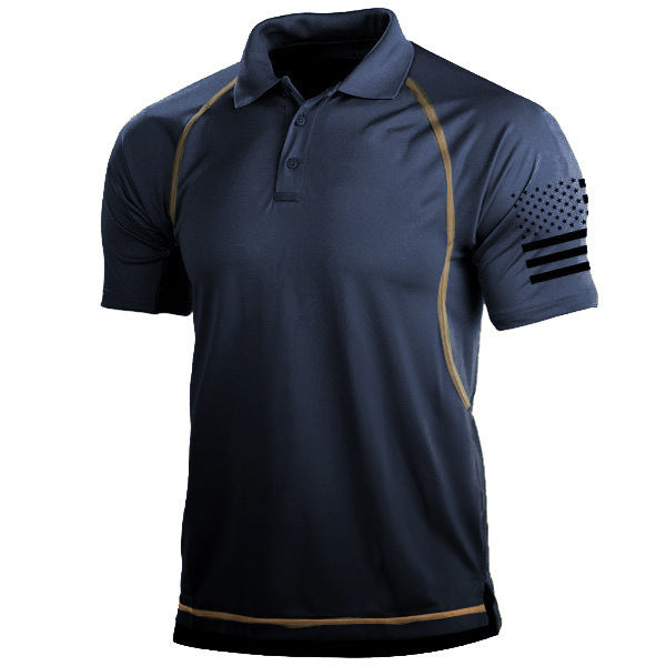 European And American Hot Summer Menswear T-shirt Outdoor Loose Lapel Short-sleeved Sweater Polot Shirt Men