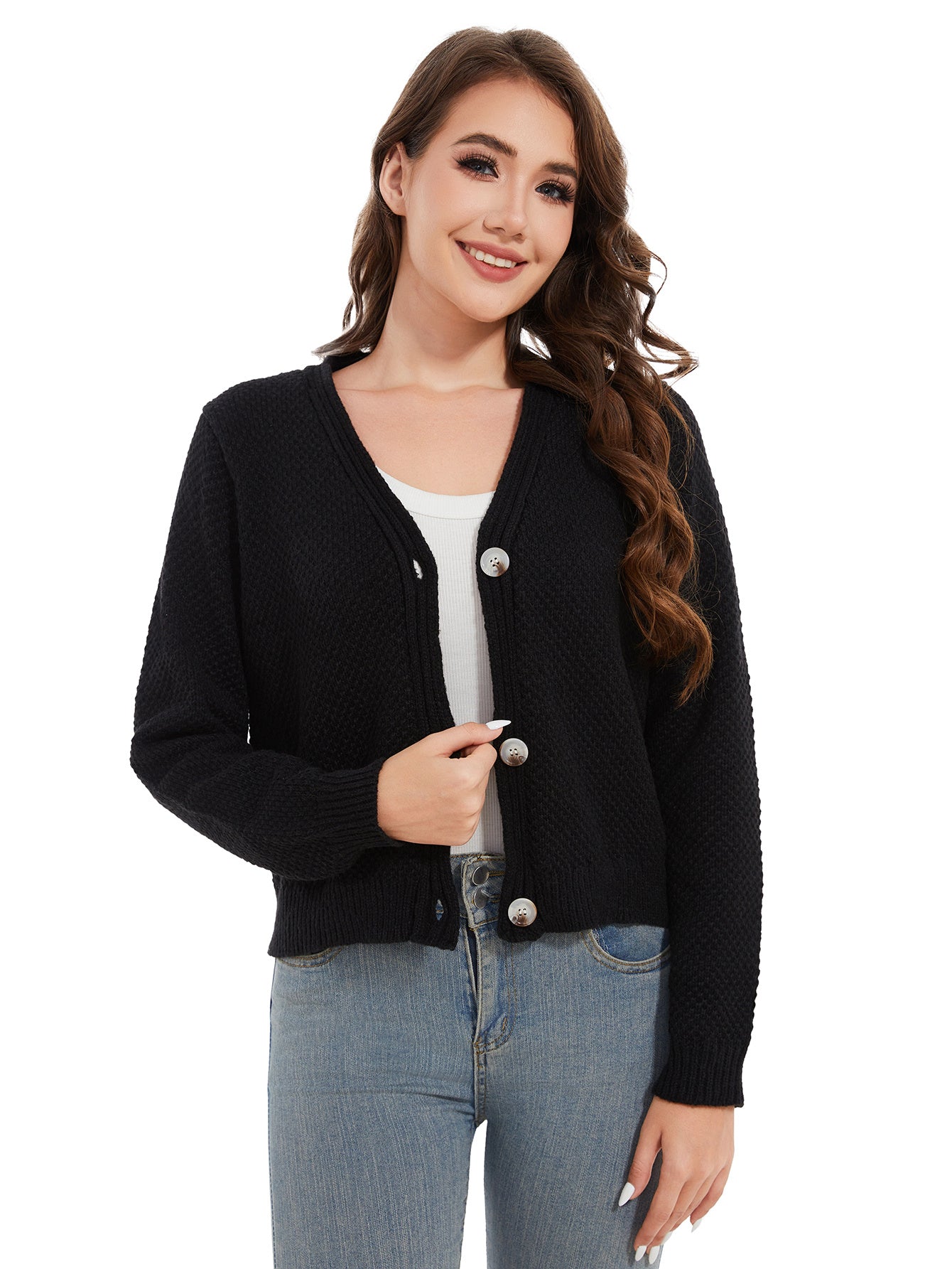 Women's Long Sleeved Striped Cardigan Sweater Top