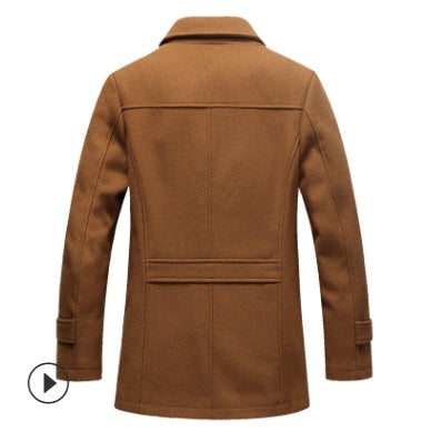 Autumn and winter business casual men's windbreaker men's long section plus cotton thick double collar wool coat coat male
