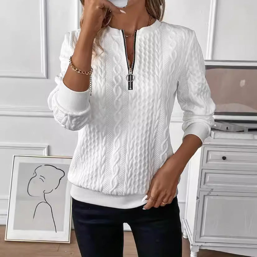 Cross-border Amazon TK Popular Quilted Casual Sweatshirt Zipper Sweater