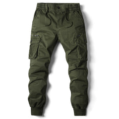 Solid Color Skinny Pants Multi-pocket Men's Working Pants