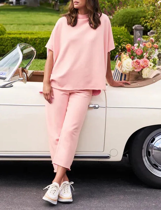 Casual Dolman Sleeve Pullover Wide Leg Pants Suit