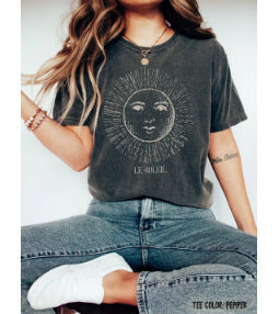Women's T-shirt Green Blue Pink Printed Short Sleeve Casual Weekend