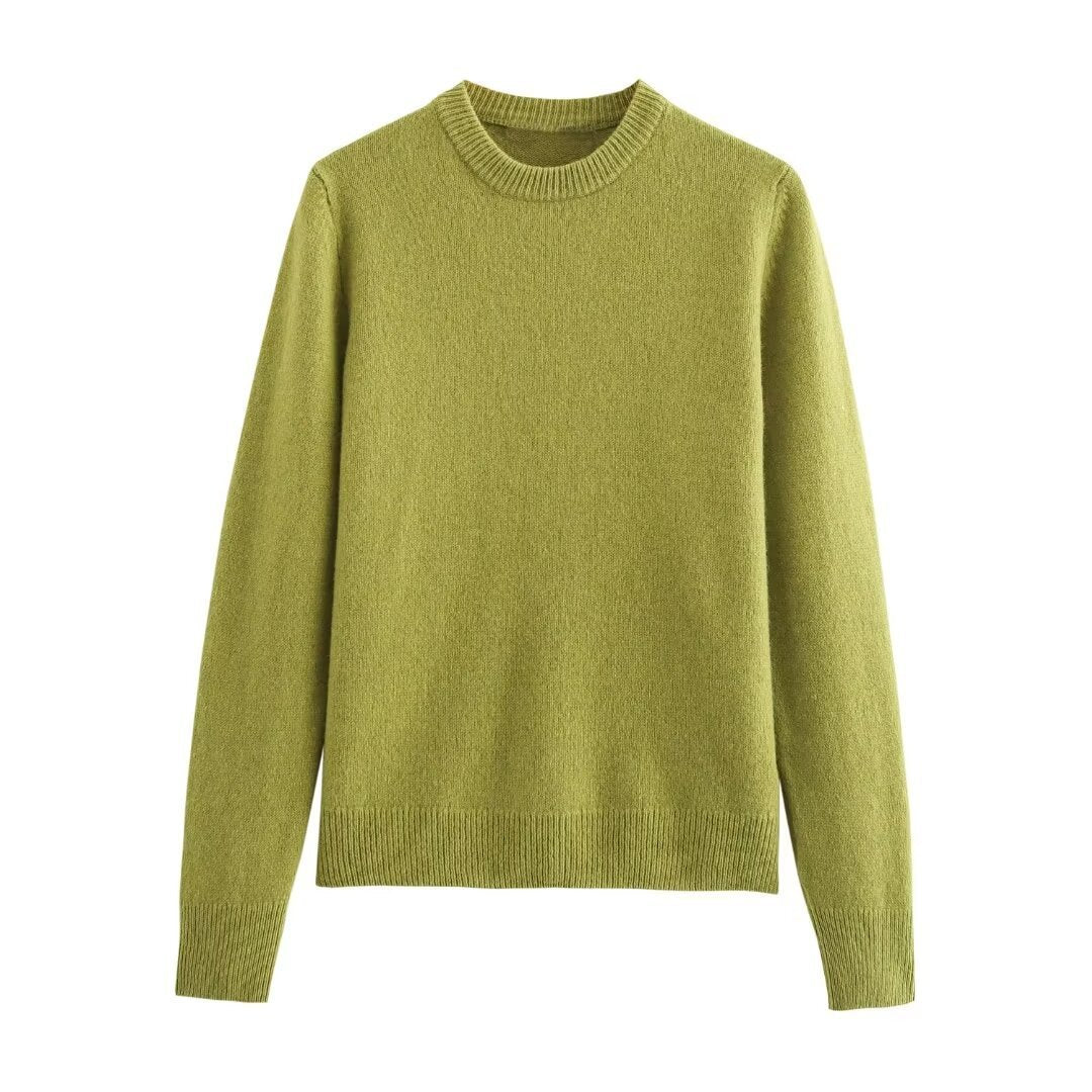 Casual Simple Round Neck Pullover Long Sleeve Sweater