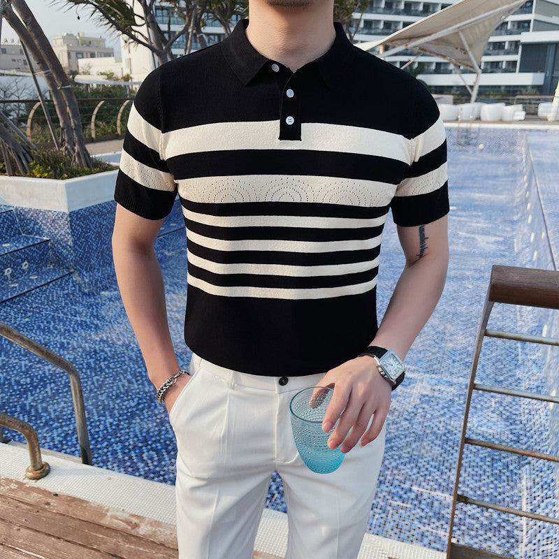 Men's Slim Fit Lapel Knitwear Sweater T-shirt