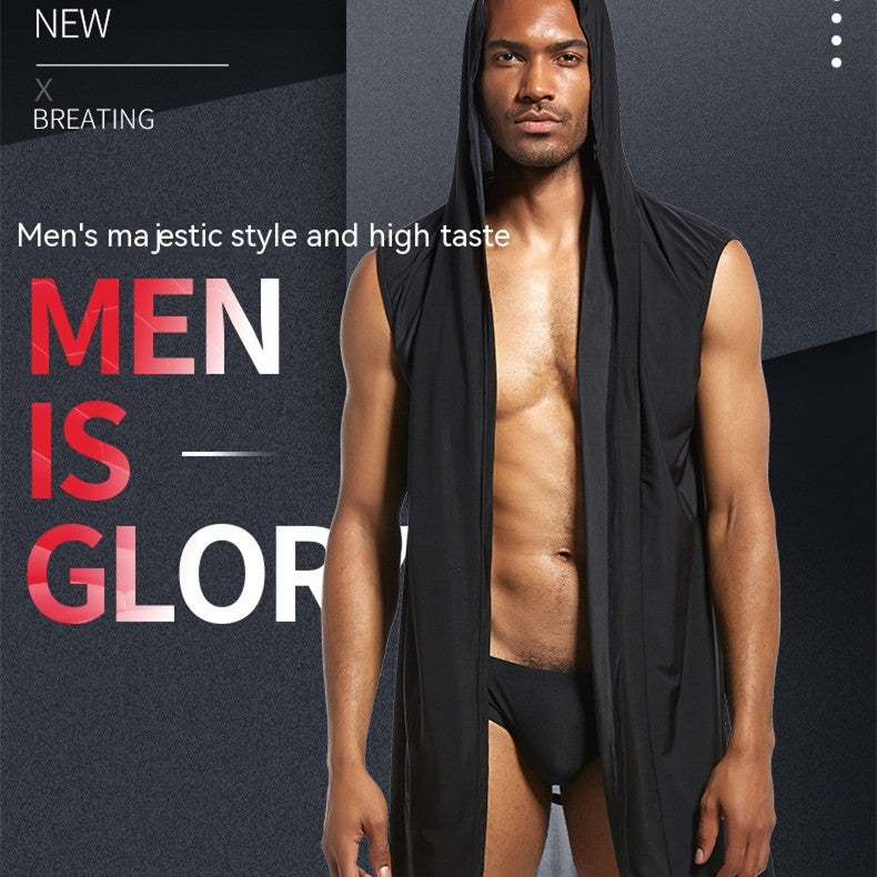 Men's Underwear Bathrobe Night-robe Soft Silk Sexy