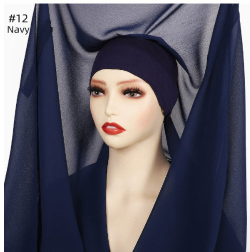 Lazy Chiffon Convenient Headscarf Magnetic Buckle Fixed Anti-drop Solid Color