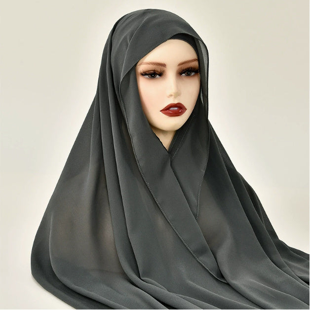 Lazy Chiffon Convenient Headscarf Magnetic Buckle Fixed Anti-drop Solid Color