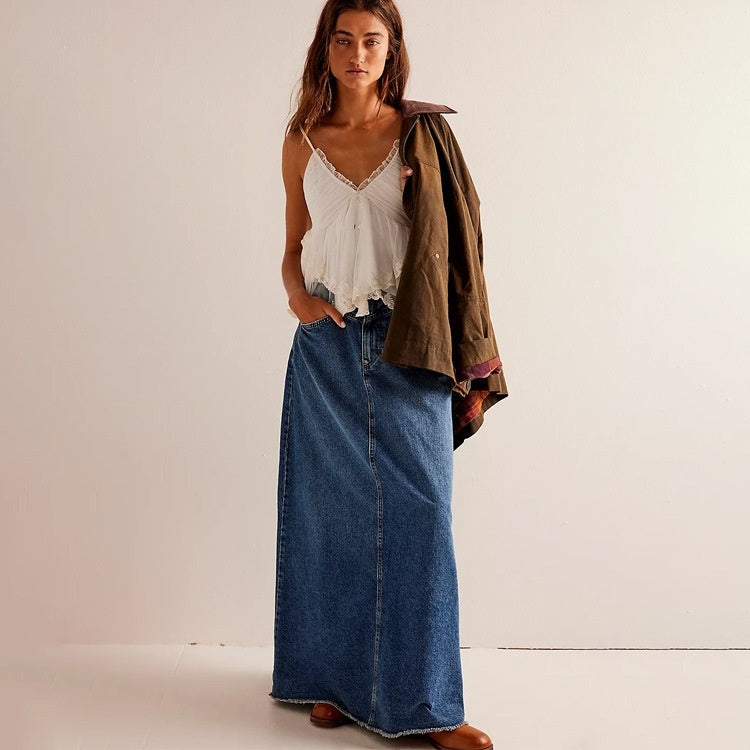 Women's Loose Straight Casual Denim Skirt