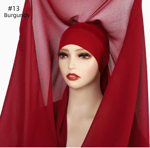 Lazy Chiffon Convenient Headscarf Magnetic Buckle Fixed Anti-drop Solid Color
