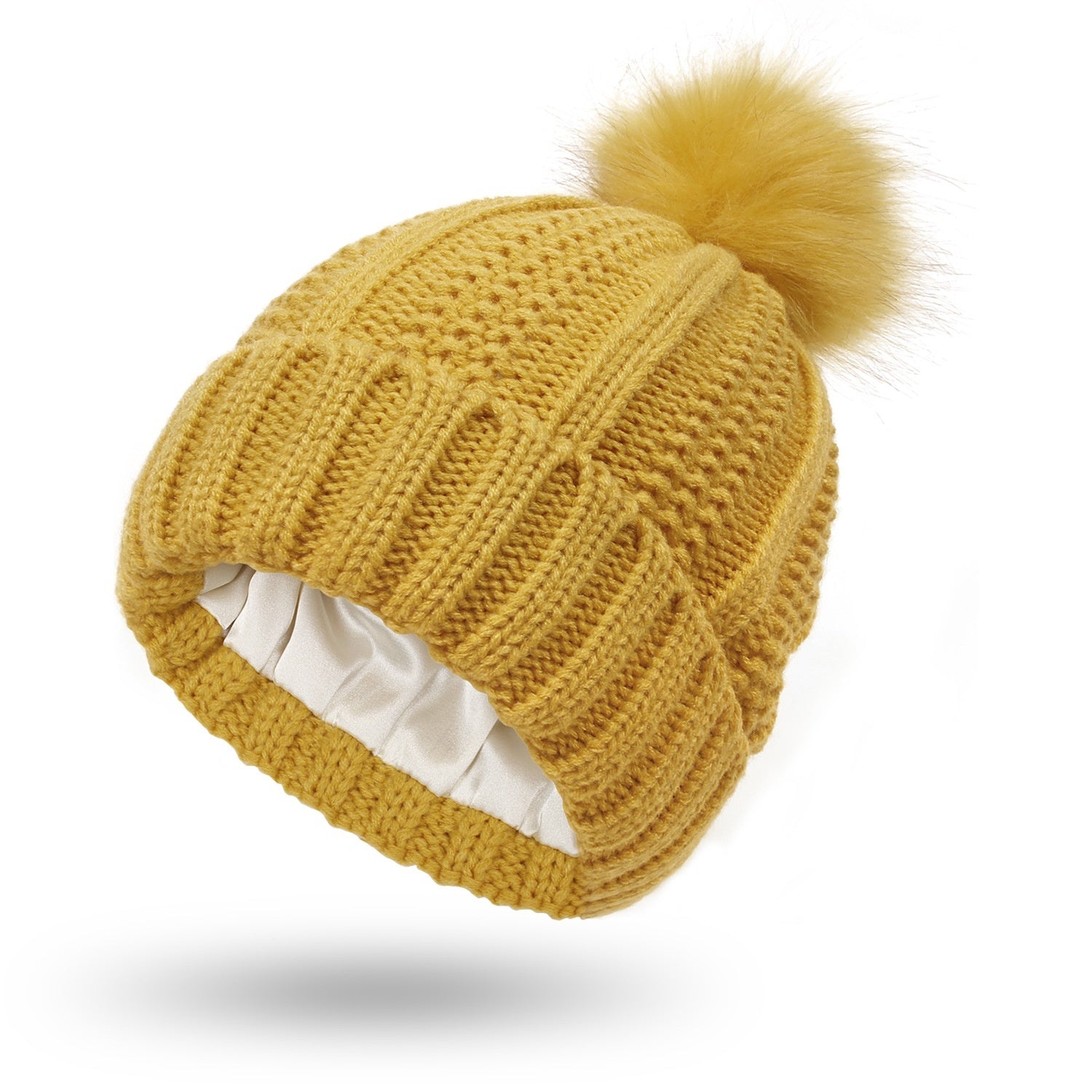 Woolen Cap Knitted Protection Hairstyle Silky Stretch Satin Knitted Hat