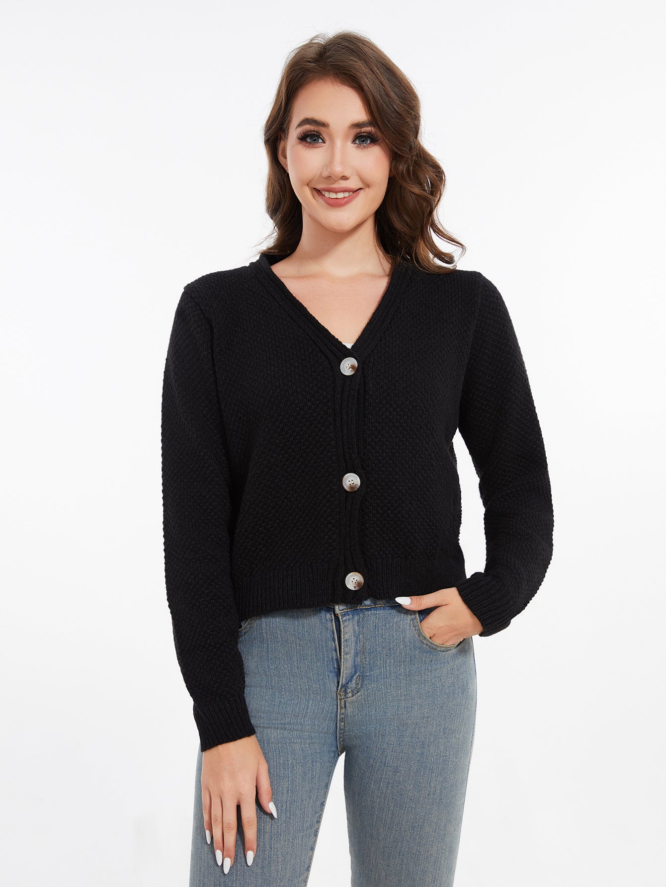 Women's Long Sleeved Striped Cardigan Sweater Top