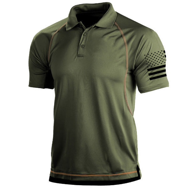 European And American Hot Summer Menswear T-shirt Outdoor Loose Lapel Short-sleeved Sweater Polot Shirt Men