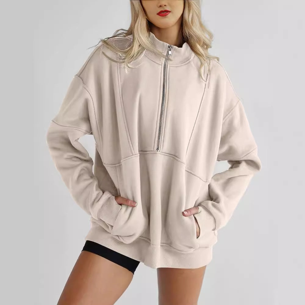 Women's Zipper Pocket Fashion Casual Exercise Sweater