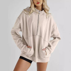 Women's Zipper Pocket Fashion Casual Exercise Sweater