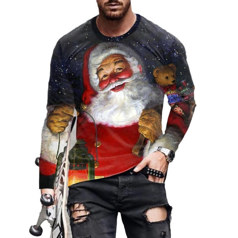 Christmas Series Printed Stylish Temperament Long Sleeves Top
