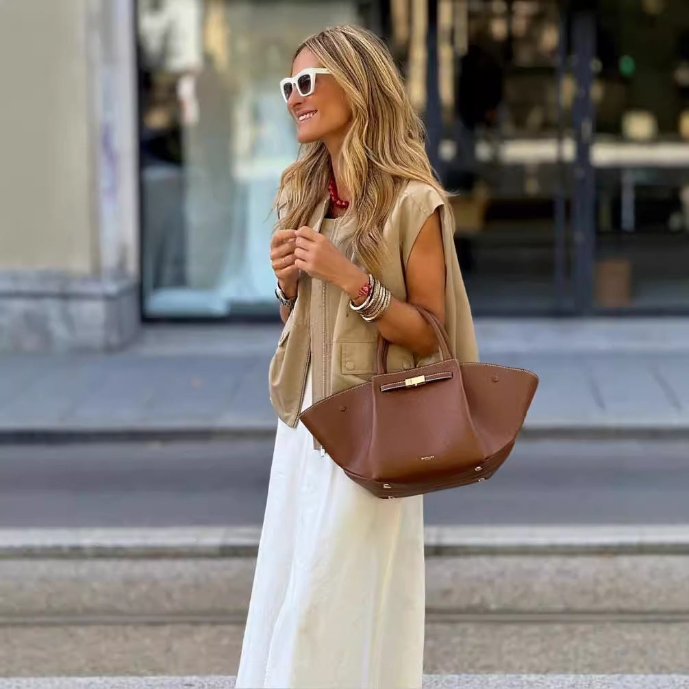 Loose Pleated Sleeveless Vest Waistcoat Top