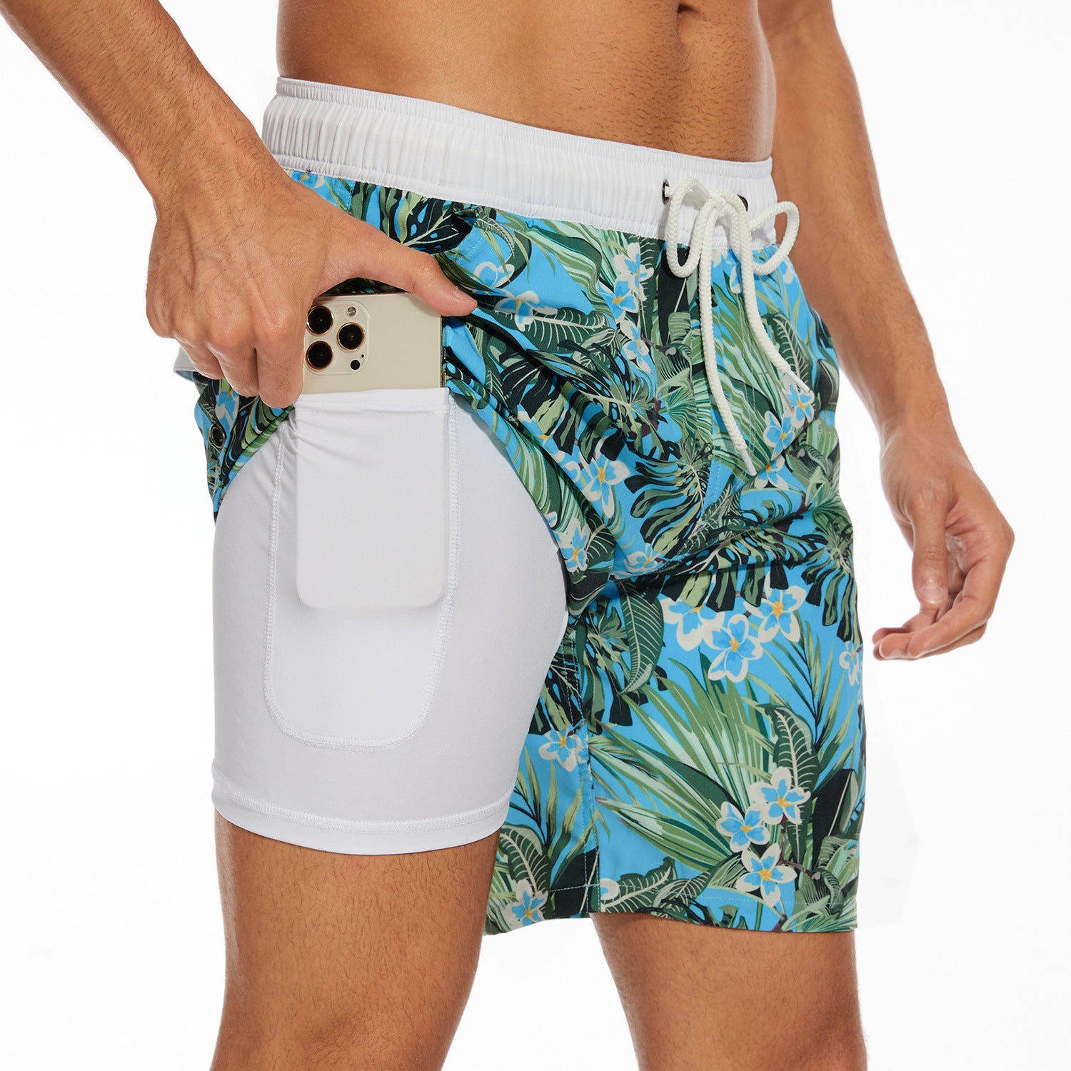 Summer Men's Fashion Vacation Beach Pants Milk Silk Lining