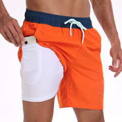Summer Men's Fashion Vacation Beach Pants Milk Silk Lining