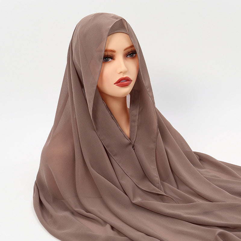 Lazy Chiffon Convenient Headscarf Magnetic Buckle Fixed Anti-drop Solid Color