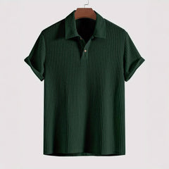 Men's Coat Lapel Rhombus Knit Casual Loose Short Sleeve Shirt
