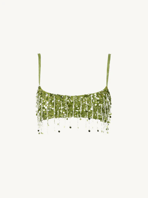 Tassel Sequins Crystal Beads Short Skirt Overall Dress Set