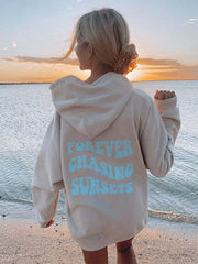 Women's Colorful Letters 3D Printed Casual Long Sleeve Loose Hooded Sweater
