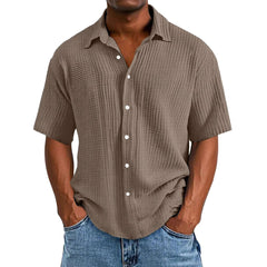 Spring And Summer Men's Short-sleeve Lapel Shirt Double Layer Champray