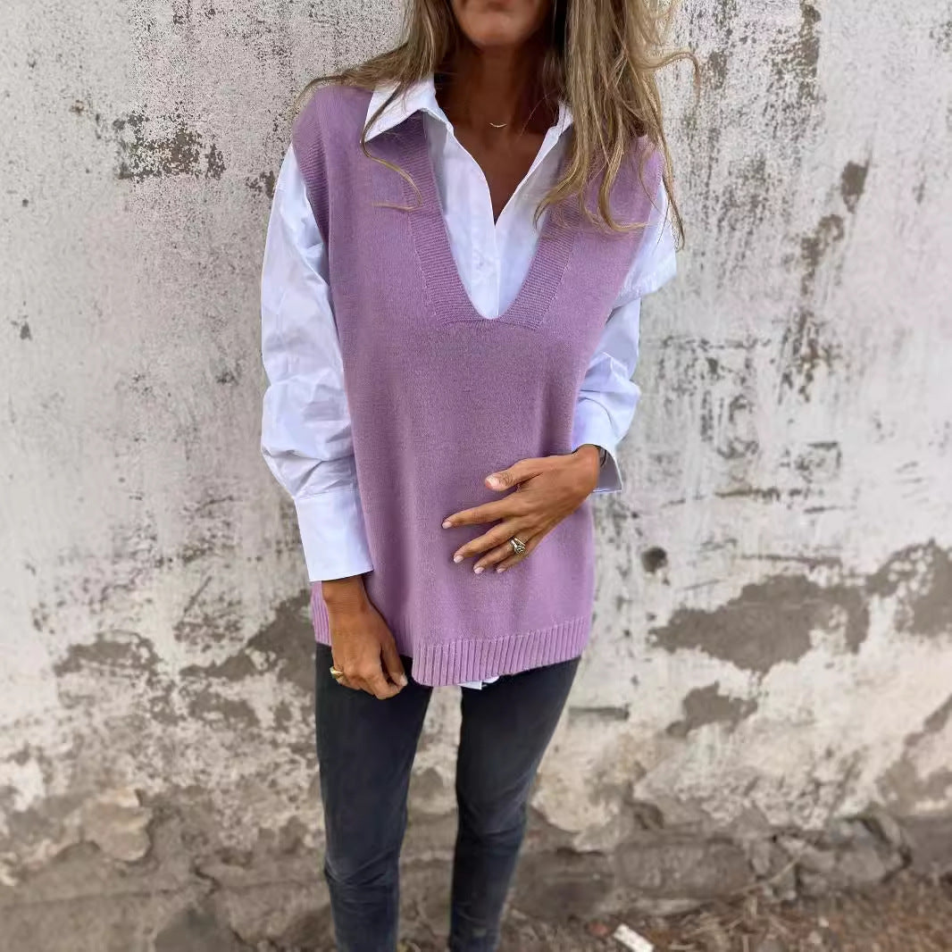 Women's V-neck Knitted Sweater Vest