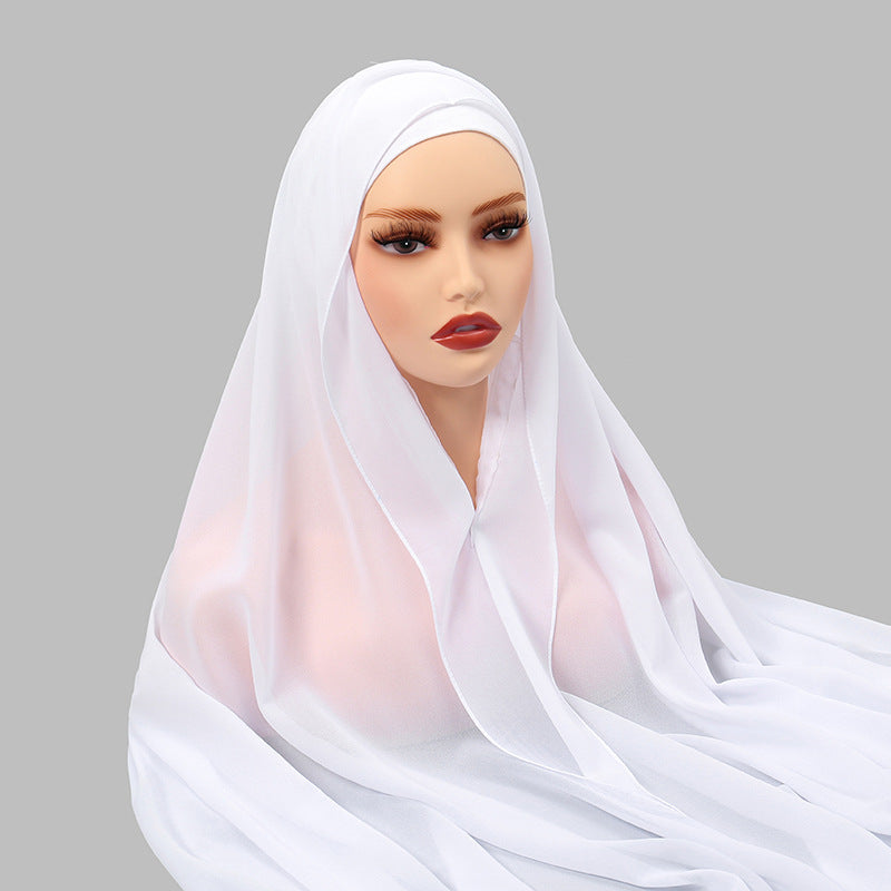 Lazy Chiffon Convenient Headscarf Magnetic Buckle Fixed Anti-drop Solid Color