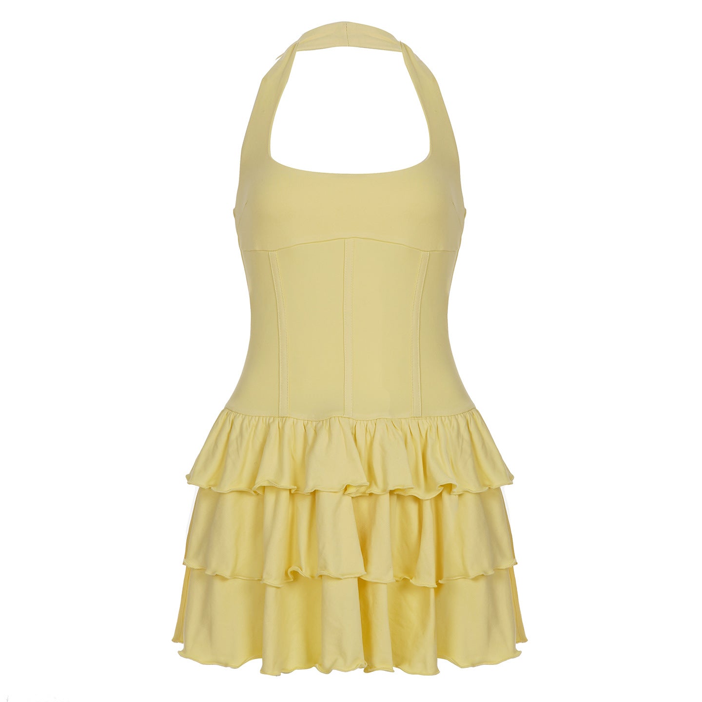 Pure Desire Small Sexy U Collar Halter High Waist Cake Dress Vacation Style