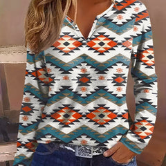 European And American Summer Printed Long-sleeved Slim-fit Women's T-shirt