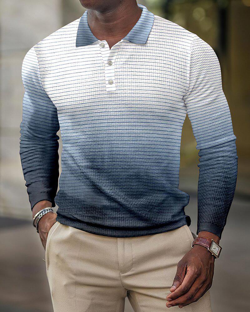 Men's Long Sleeve Inner Wear Loose Casual Solid Color Gradient Top