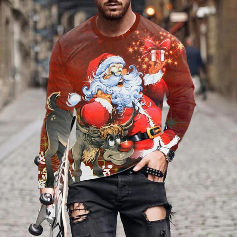 Christmas Series Printed Stylish Temperament Long Sleeves Top